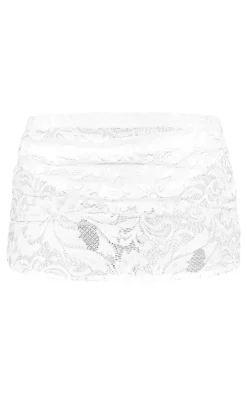 White Lace Low Rise Micro Mini Skirt
