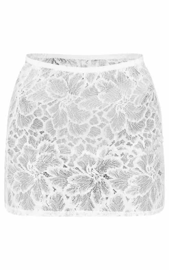 White Lace Sheer Micro Mini Skirt