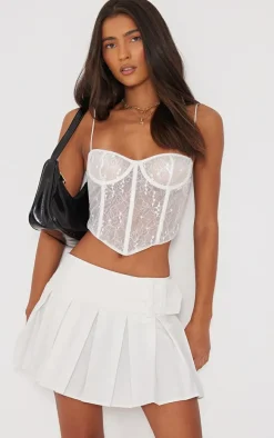 White Lace Spaghetti Strap Pointed Hem Corset