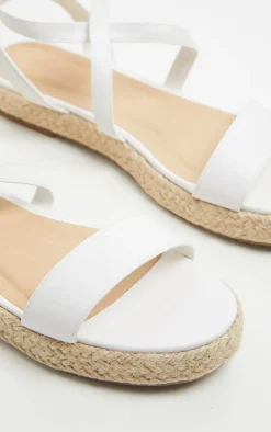 White Lace Up Espadrille Flatform Sandal