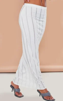 White Laddered Jersey Maxi Skirt