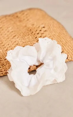 White Layered Detail Oversized Scrunchie