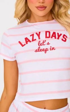 White Lazy Days Short PJ Set