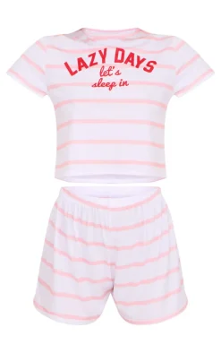 White Lazy Days Short PJ Set