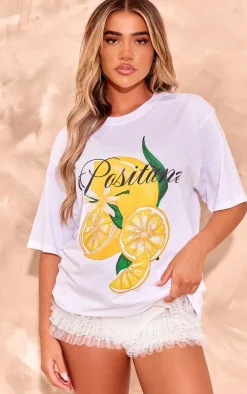 White Lemon Graphic Oversized T Shirt