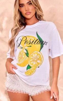 White Lemon Graphic Oversized T Shirt