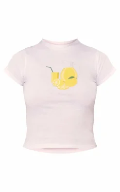 White Lemonade Print Graphic Fitted Shirt