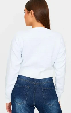 White Let It Snow Cropped Christmas Sweater