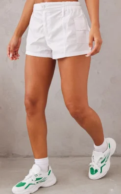 White Lightweight Low Rise Cargo Shorts