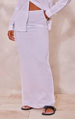 White Linen Look Maxi Skirt