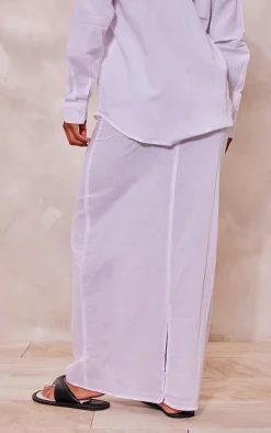 White Linen Look Maxi Skirt