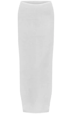 White Linen Look Maxi Skirt