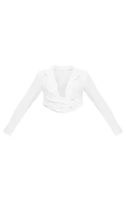 White Linen Look Ring Detail Shirt