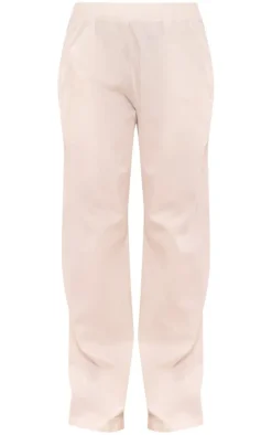 White Linen Look Wide Leg Pants