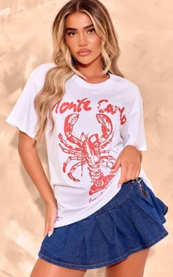 White Lobster Graphic Oversized T Shirt