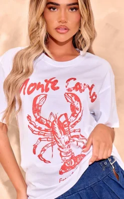 White Lobster Graphic Oversized T Shirt