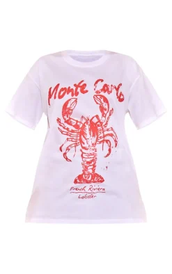 White Lobster Graphic Oversized T Shirt