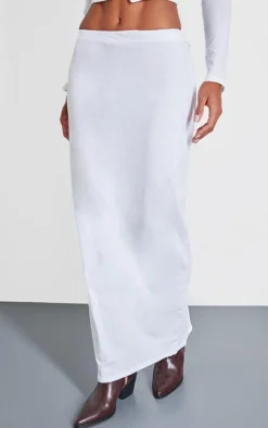 White Low Rise Maxi Skirt