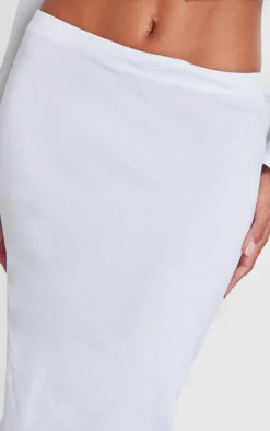 White Low Rise Maxi Skirt