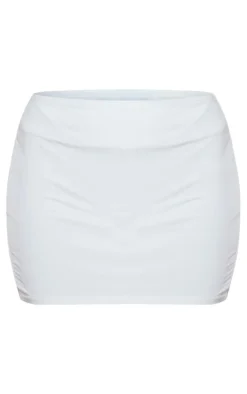White Low Rise Slinky Micro Mini Skirt