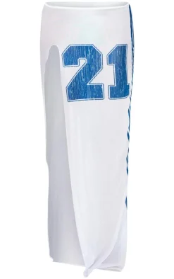 White Mesh 21 Maxi Side Split Beach Skirt