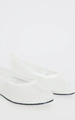 White Mesh Ballet Flats