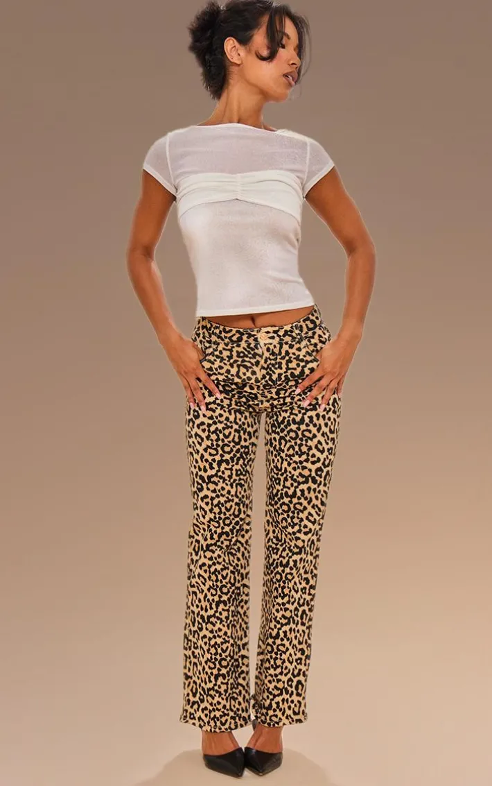 White Mesh Bust Panel Detail Tshirt