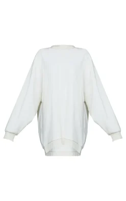 White Mistletoe Printed Graphic Oversized Sweatshirt Dress