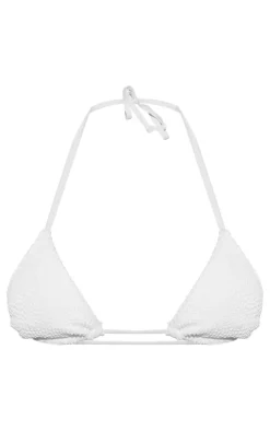 White Mix & Match Crinkle Triangle Bikini Top