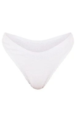 White Mix & Match Crinkle Thong Bikini Bottoms