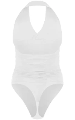 White Modal Cotton Halter Bodysuit