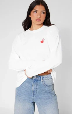 White New York Pies Oversized Long Sleeve T Shirt