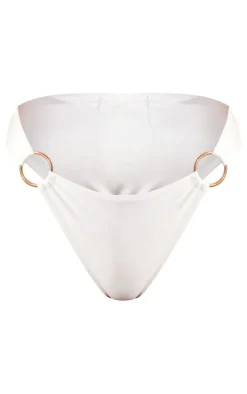 White O Ring High Leg Bikini Bottoms