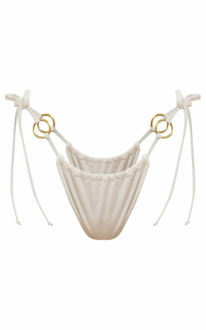 White O Ring Tanga Bikini Bottoms