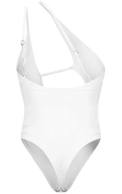 White One Shoulder Cut Out Swimsuit