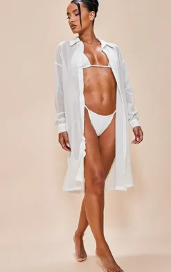 White Oversized Beach Shirt Dress