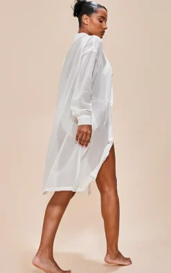 White Oversized Beach Shirt Dress