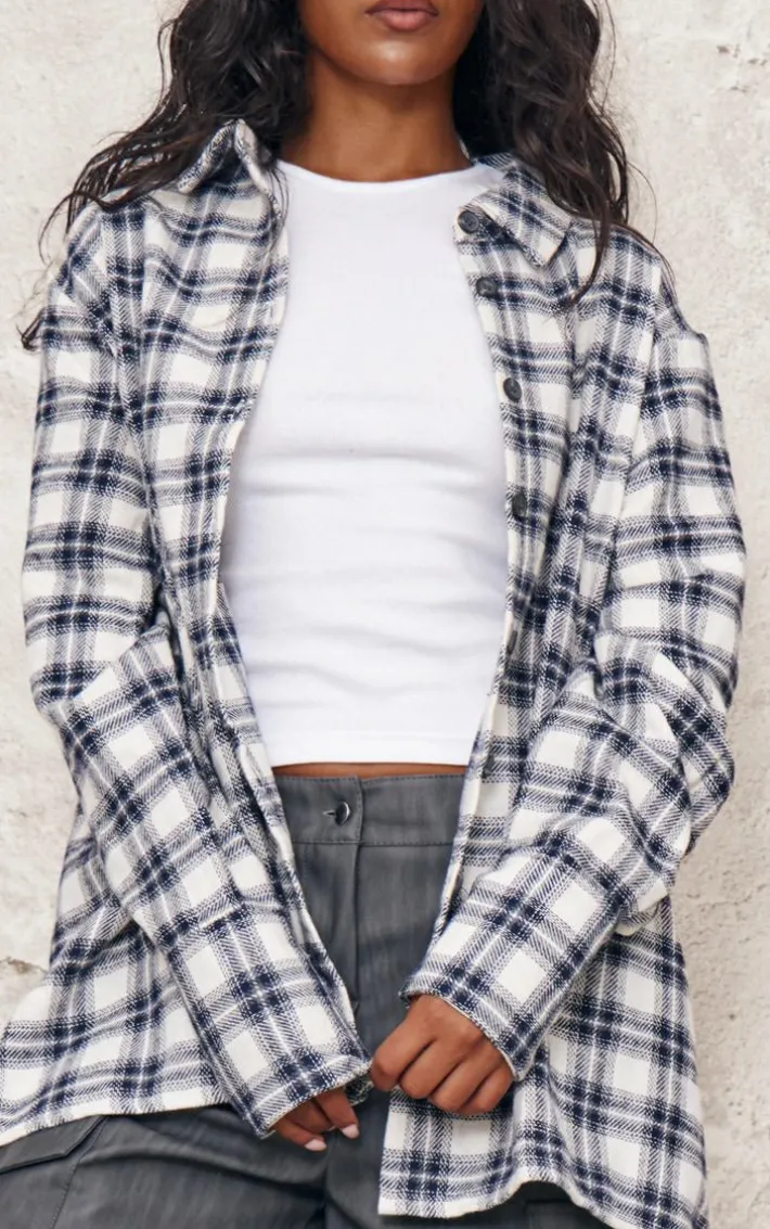 White Oversized Flannel Shirt
