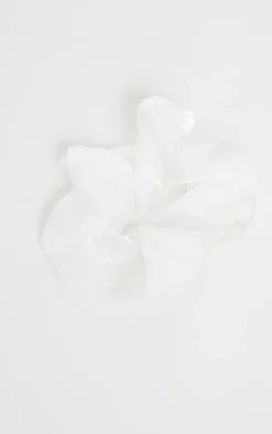 White Oversized Organza Scrunchie