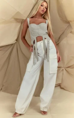 White Oversized Pocket Cargo Pants