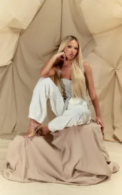 White Oversized Pocket Cargo Pants