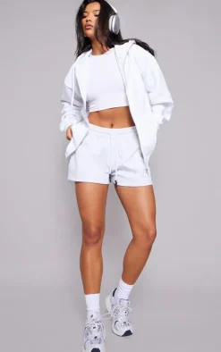 White Oversized Zip Up Plain Front Hoodie