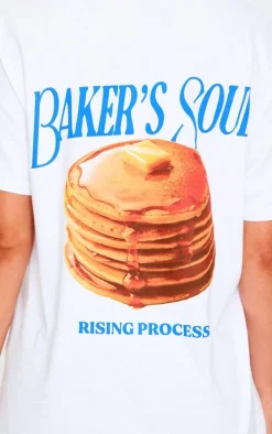White Pancake Stack Graphic Oversized T Shirt