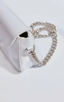 White Patent Envelope Cross Body Bag