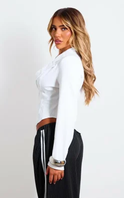 White Plunge Hook & Eye Shirt