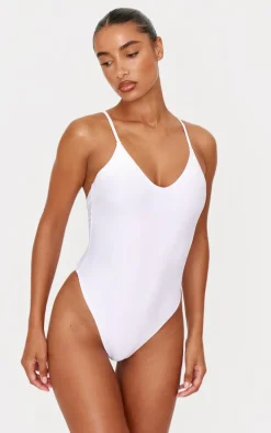 White Plunge Swimsuit