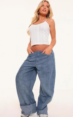 White Pointelle Bow Detail Cami Top