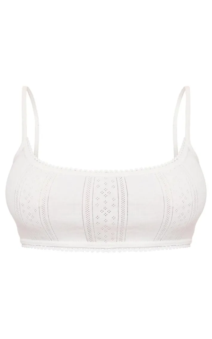 White Pointelle Bralet Top