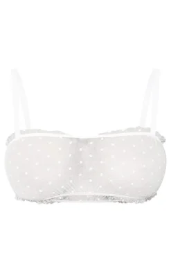 White Polka Dot Mesh Frill Thong