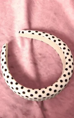 White Polka Dot Oversized Padded Headband
